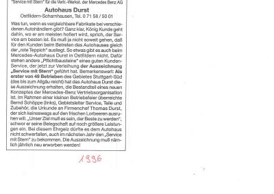 1996 00 Zeitungsbericht Service mit Stern 1 - Authaus Durst Ostfildern